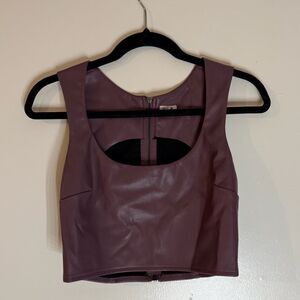 Garage Purple Mauve Faux Leather Top